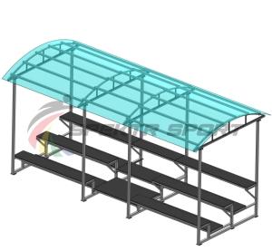 Купить Трибуна для зрителей 3 ряда на 26 мест с навесом (лавки - фанера) в Саратове 